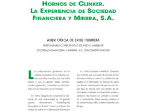 Eliminación de harinas animales en hornos de clínker. La experiencia de Sociedad Financiera y Minera, S.A.